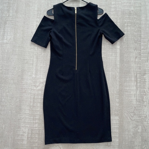 Michael Kors Women’s Cold Shoulder Short Sleeve Jacquard Dress, Black S - Picture 2 of 5